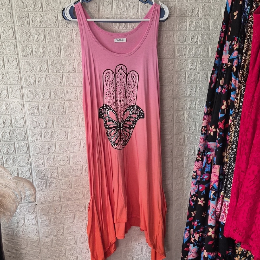 lauren moshi butterfly hand of hasma ombre tank dress